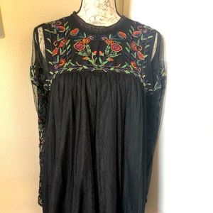 Floral mesh sleeves embroidered dress from Zara.